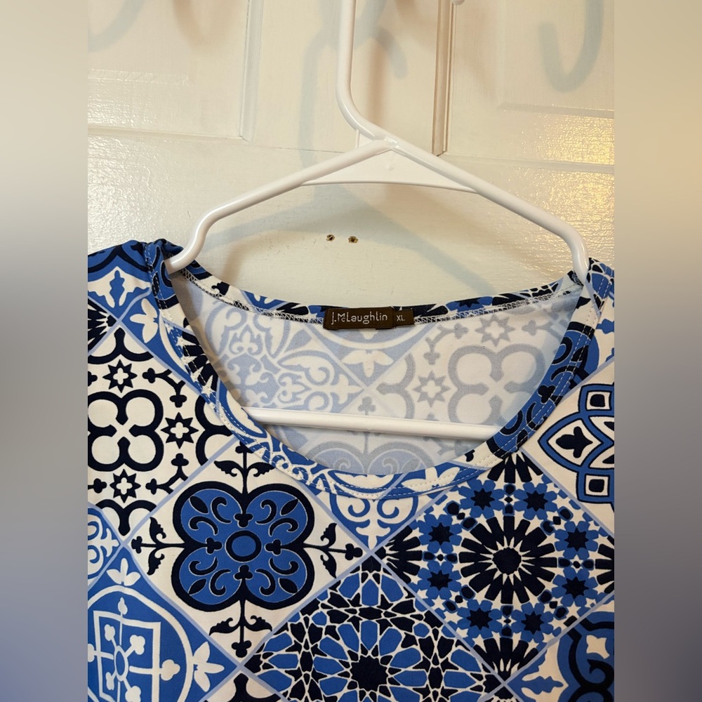 J.McLaughlin Signature Tee Catalina Cloth 3/4 Sleeve Top, Size Extra Large (XL) - Picture 2 of 6